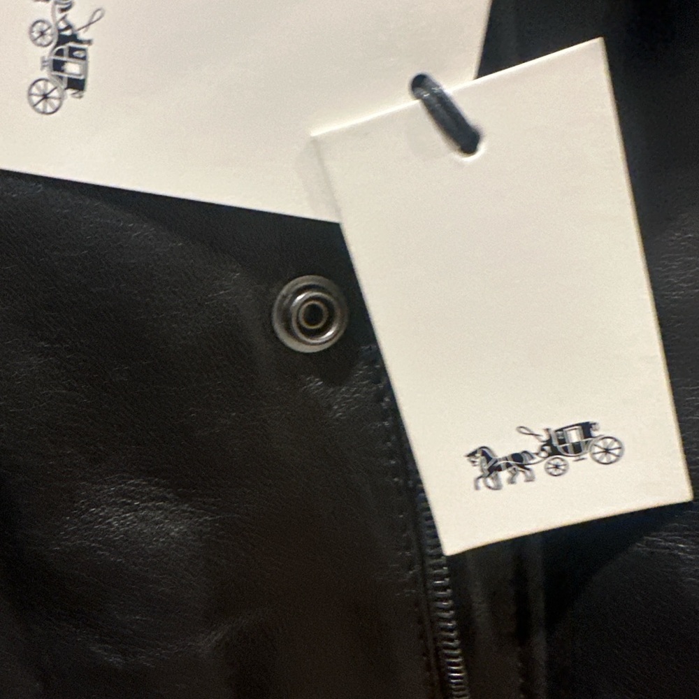 Coach Reversible Leather Souvenir Jacket Black Camel Size 50 L NWT - Picture 7 of 7